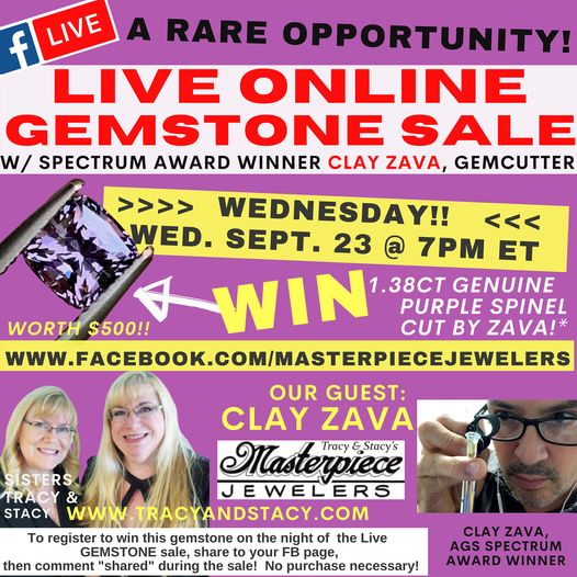 Live online gem sale at https://www.facebook.com/masterpiecejewelers!