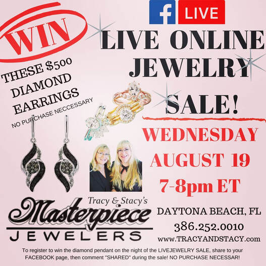 Daytona family jewelry store has live sale at https://www.facebook.com/masterpiecejewelers