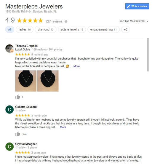 Check out the 300+ positive reviews on Google for one of the Best Florida jewelers here! 