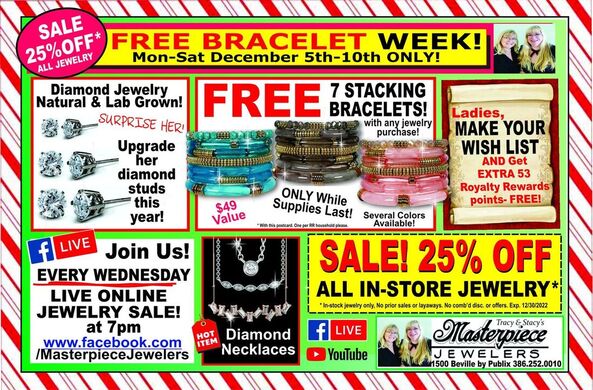 Join us at the store or online at https://www.facebook.com/masterpiecejewelers for all of the holiday jewelry fun!
