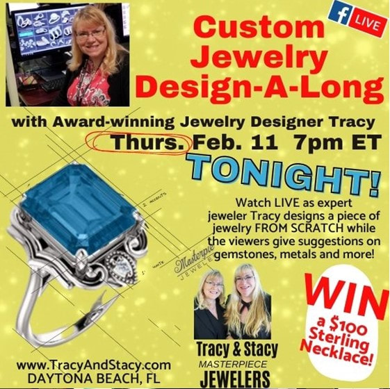 Log in for the fun at Daytona's Family Jewelry Store tonight at https://www.facebook.com/masterpiecejewelers!